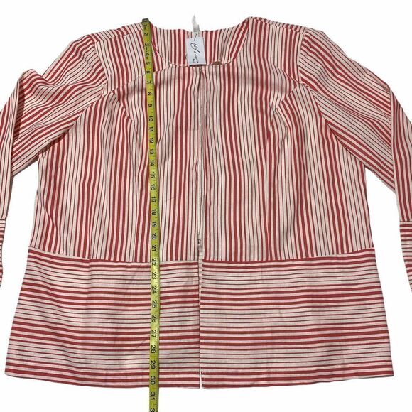 Ny Collection Striped Linen Blend Open Jacket 2x - Picture 9 of 12